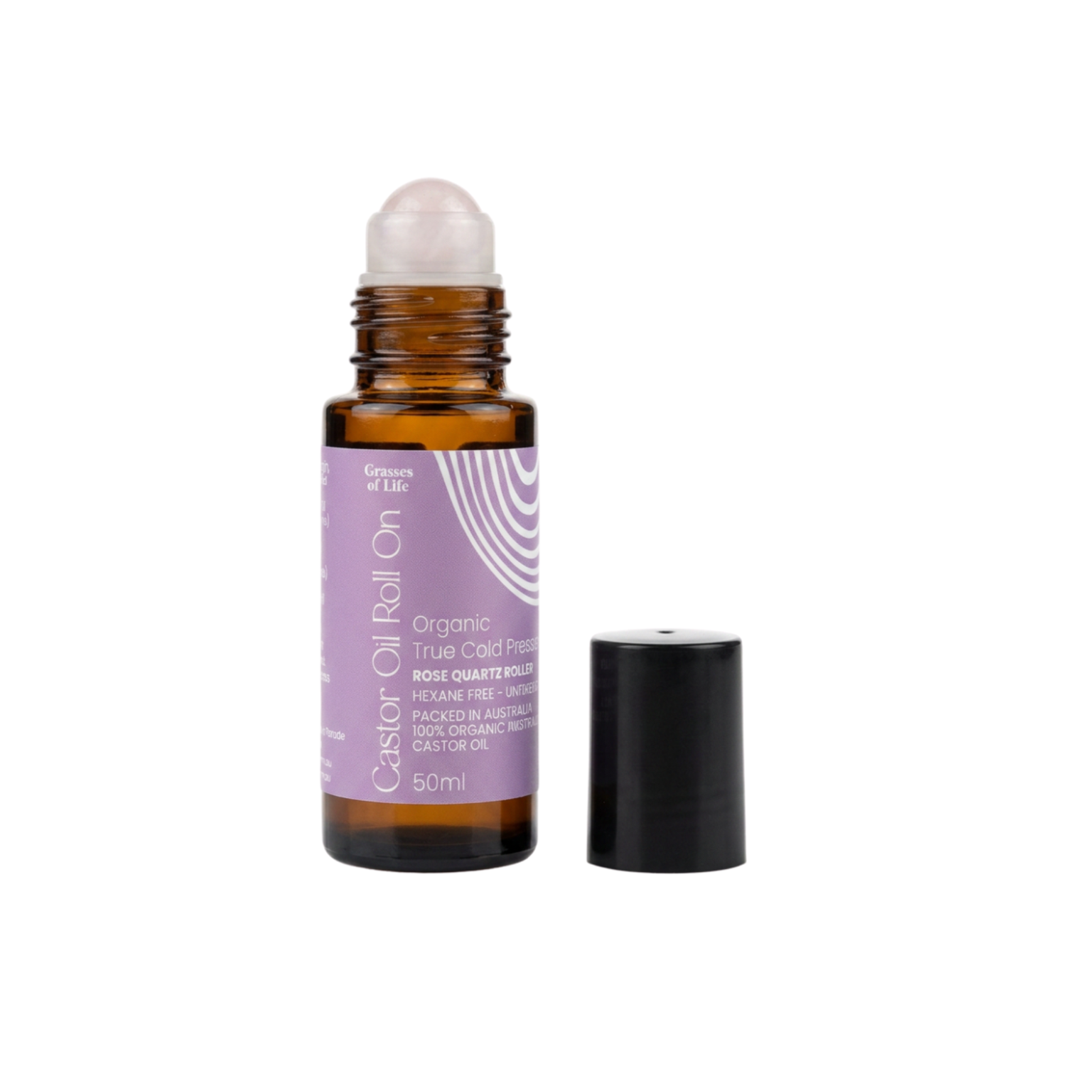 Rose Quartz Organic Castor Oil Roll On 50ml (Refillable)