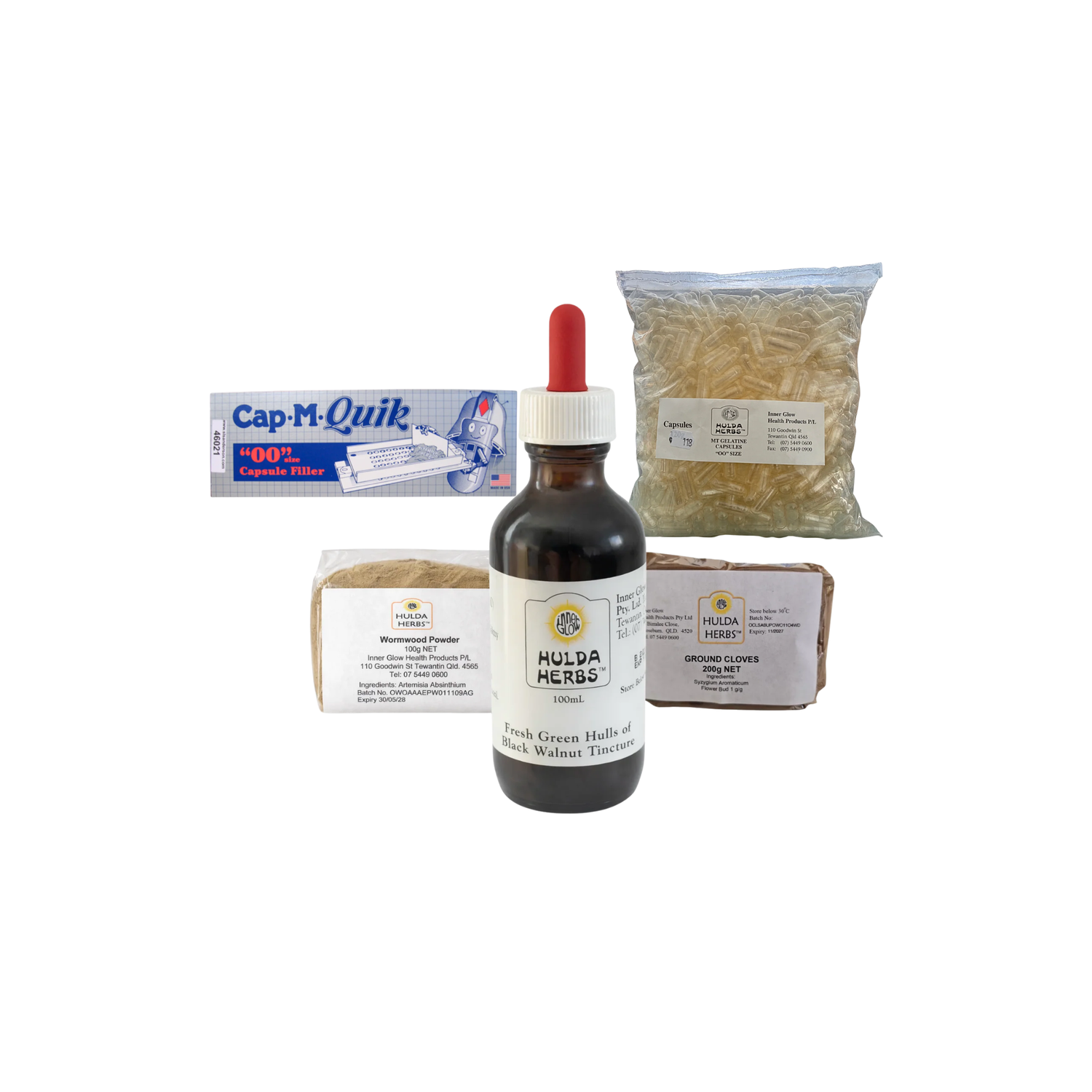 Hulda Herbs Parasite Bundle with Empty Capsules and Filling Machine